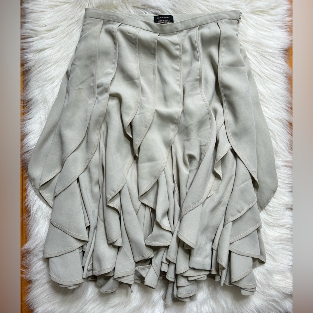 New Varun Bahl anthropologie ice fall gray layered tiered skirt ruffle hem - Picture 2 of 5